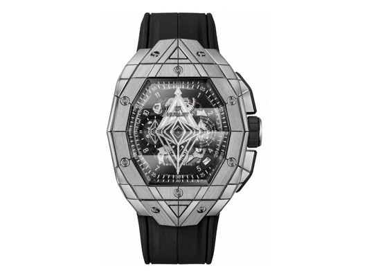 Spirit of Big Bang Sang Bleu 42mm SS Skeleton Dial on Black Rubber Strap – Premium Edition