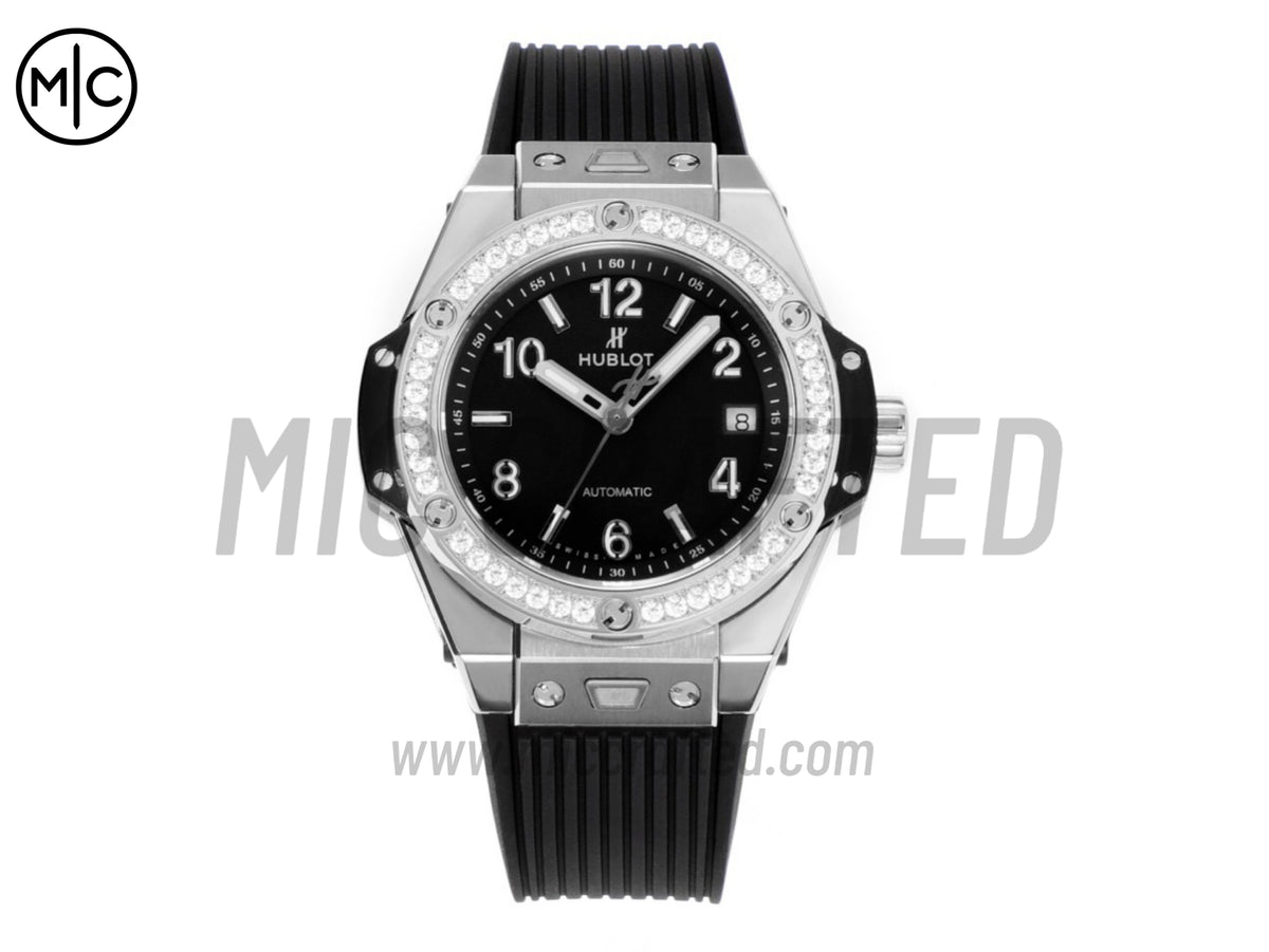 Big Bang Ladies 39mm SS Black Dial on Black Rubber Strap – Premium Edition