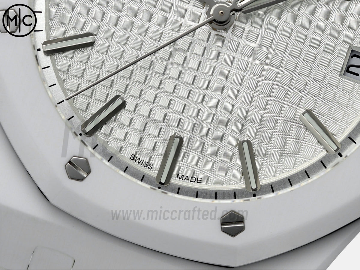 Royal Oak 41mm 15500 White Ceramic White Dial on White Ceramic Bracelet – Handcrafted Version