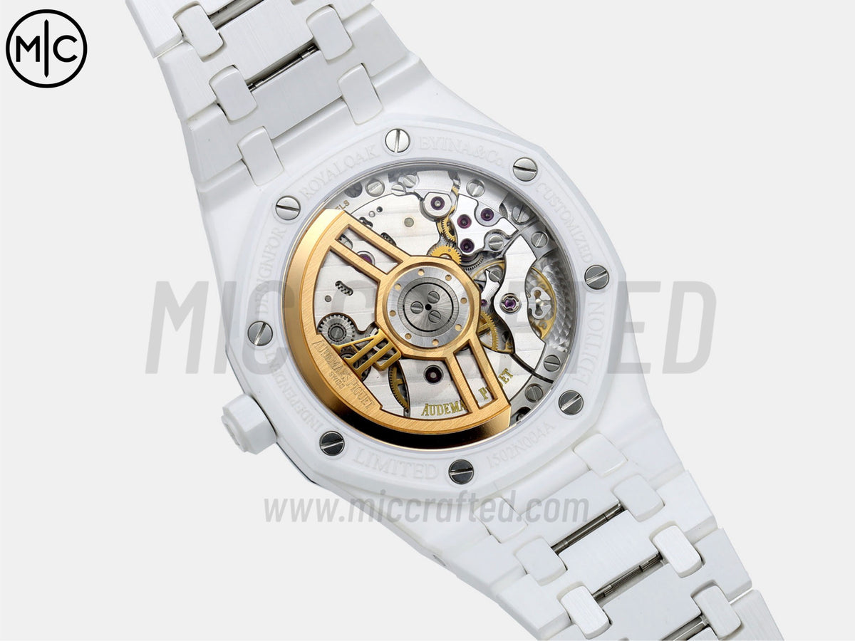 Royal Oak 41mm 15500 White Ceramic White Dial on White Ceramic Bracelet – Handcrafted Version