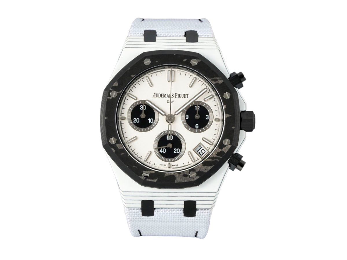 Royal Oak Chrono 皇家橡樹計時碼錶 DIW 26240 41mm 石英纖維/NY 白色錶盤 - 手工製作版