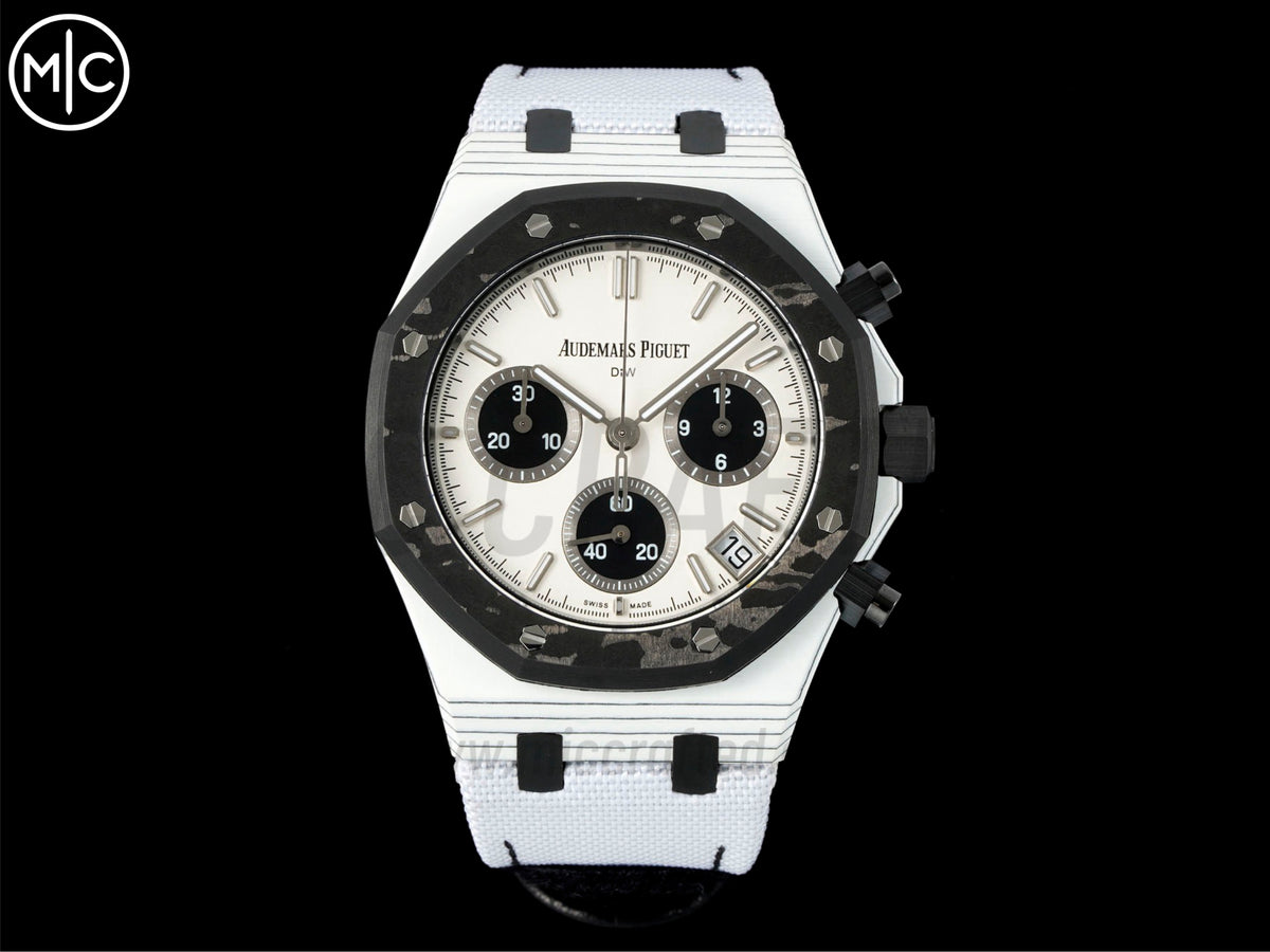 Royal Oak Chrono 皇家橡樹計時碼錶 DIW 26240 41mm 石英纖維/NY 白色錶盤 - 手工製作版