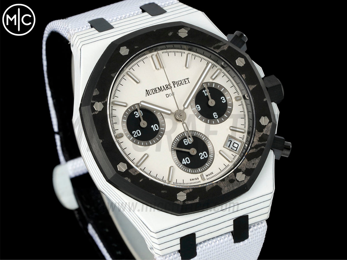 Royal Oak Chrono 皇家橡樹計時碼錶 DIW 26240 41mm 石英纖維/NY 白色錶盤 - 手工製作版