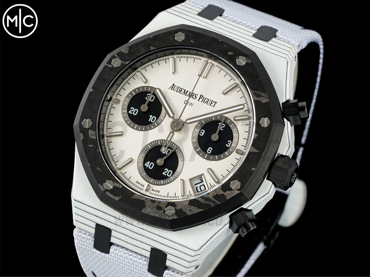 Royal Oak Chrono 皇家橡樹計時碼錶 DIW 26240 41mm 石英纖維/NY 白色錶盤 - 手工製作版