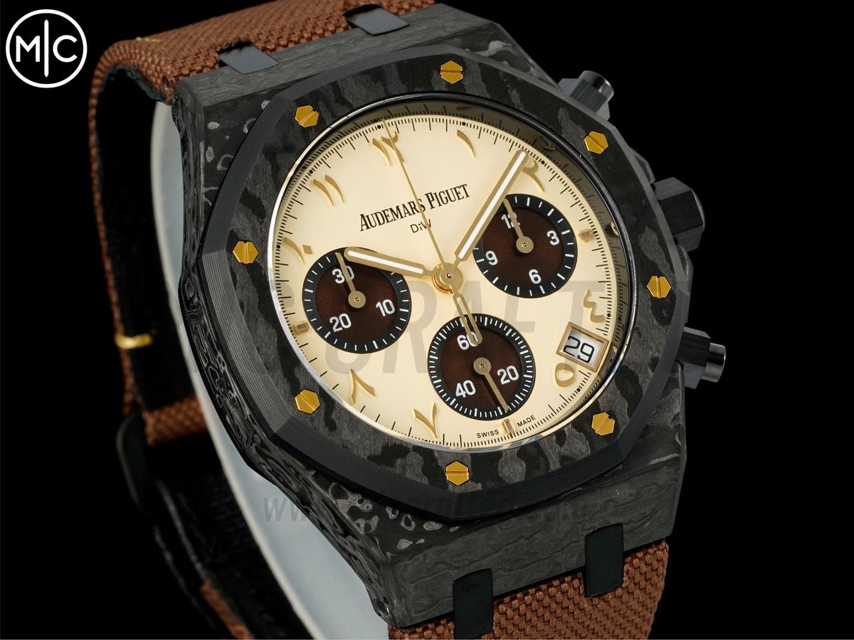 Royal Oak Chrono 皇家橡樹計時碼錶 DIW 26240 41mm 石英纖維/NY 奶油象牙色錶盤 - 手工製作版