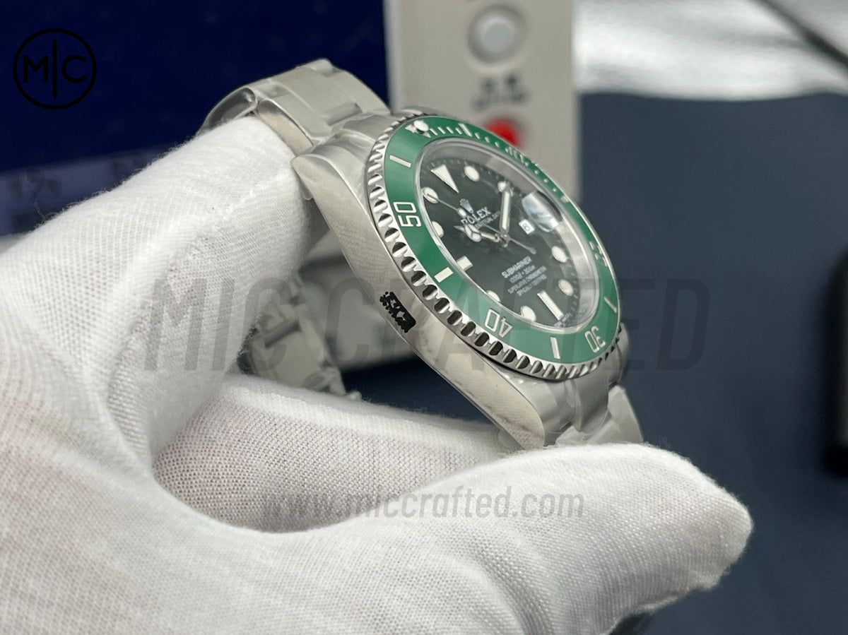 Submariner 40mm 116610 LV Green Ceramic 904L Steel on SS Bracelet – Premium Edition