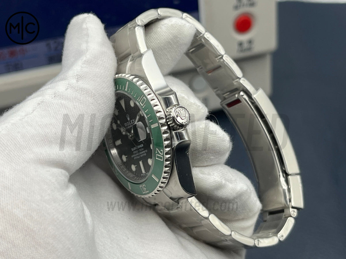Submariner 40mm 116610 LV Green Ceramic 904L Steel on SS Bracelet – Premium Edition