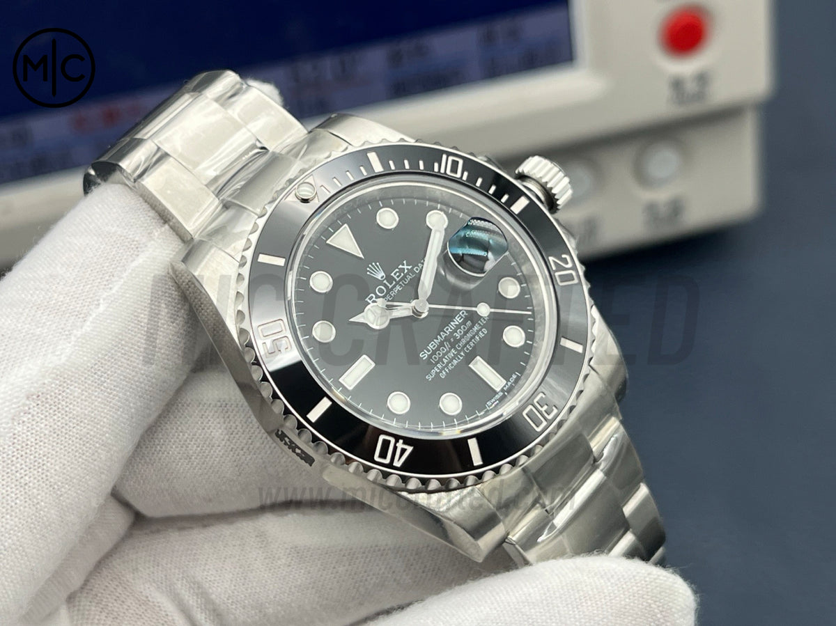 Submariner 40mm 116610 LV Black Ceramic 904L Steel on SS Bracelet – Premium Edition