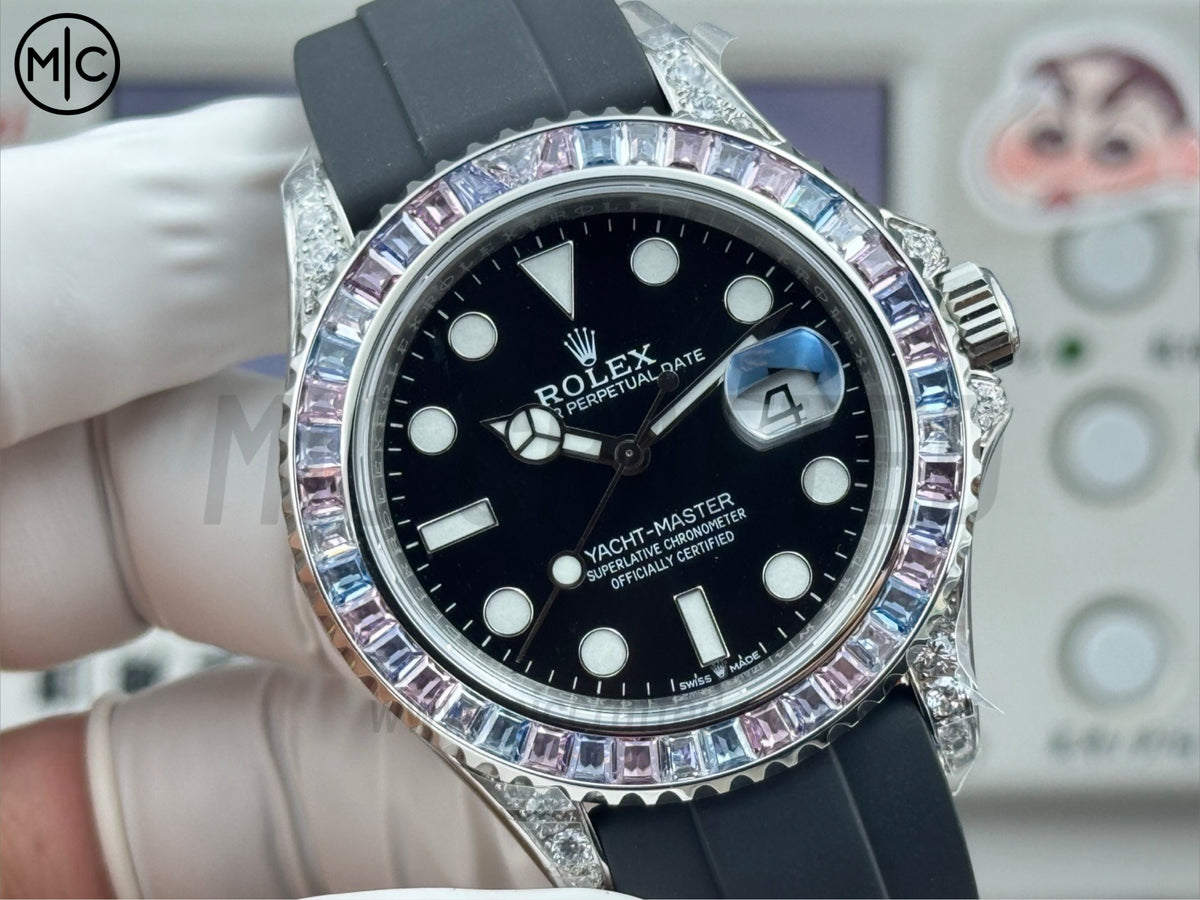Yacht-Master 42mm Diamonds Bezel WG Wrapped on Oysterflex Strap – Premium Edition