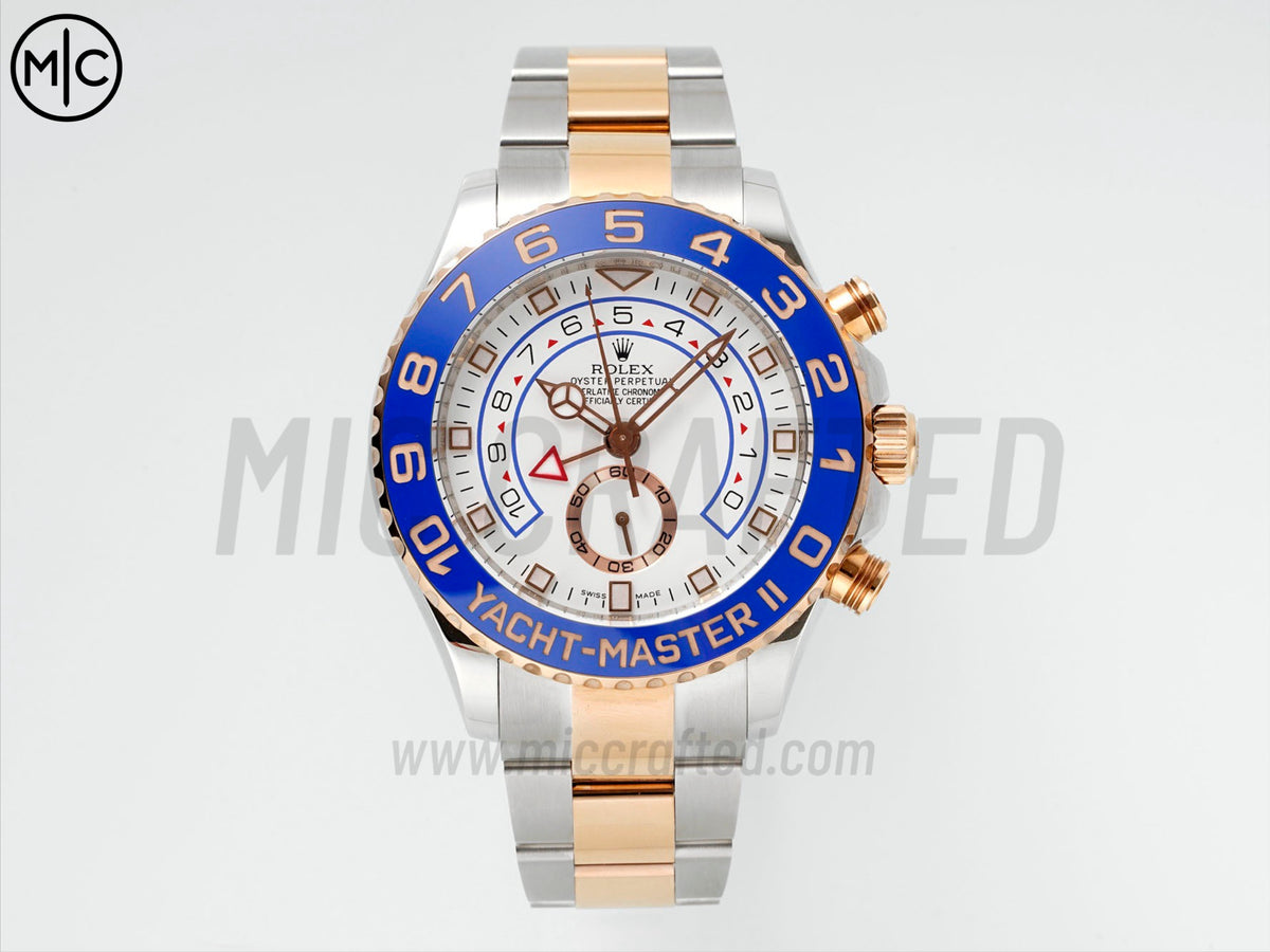 YachtMaster II 44mm 116681 不鏽鋼/玫瑰金藍色陶瓷錶圈白色錶盤搭配不鏽鋼/玫瑰金錶帶 - 尊貴版