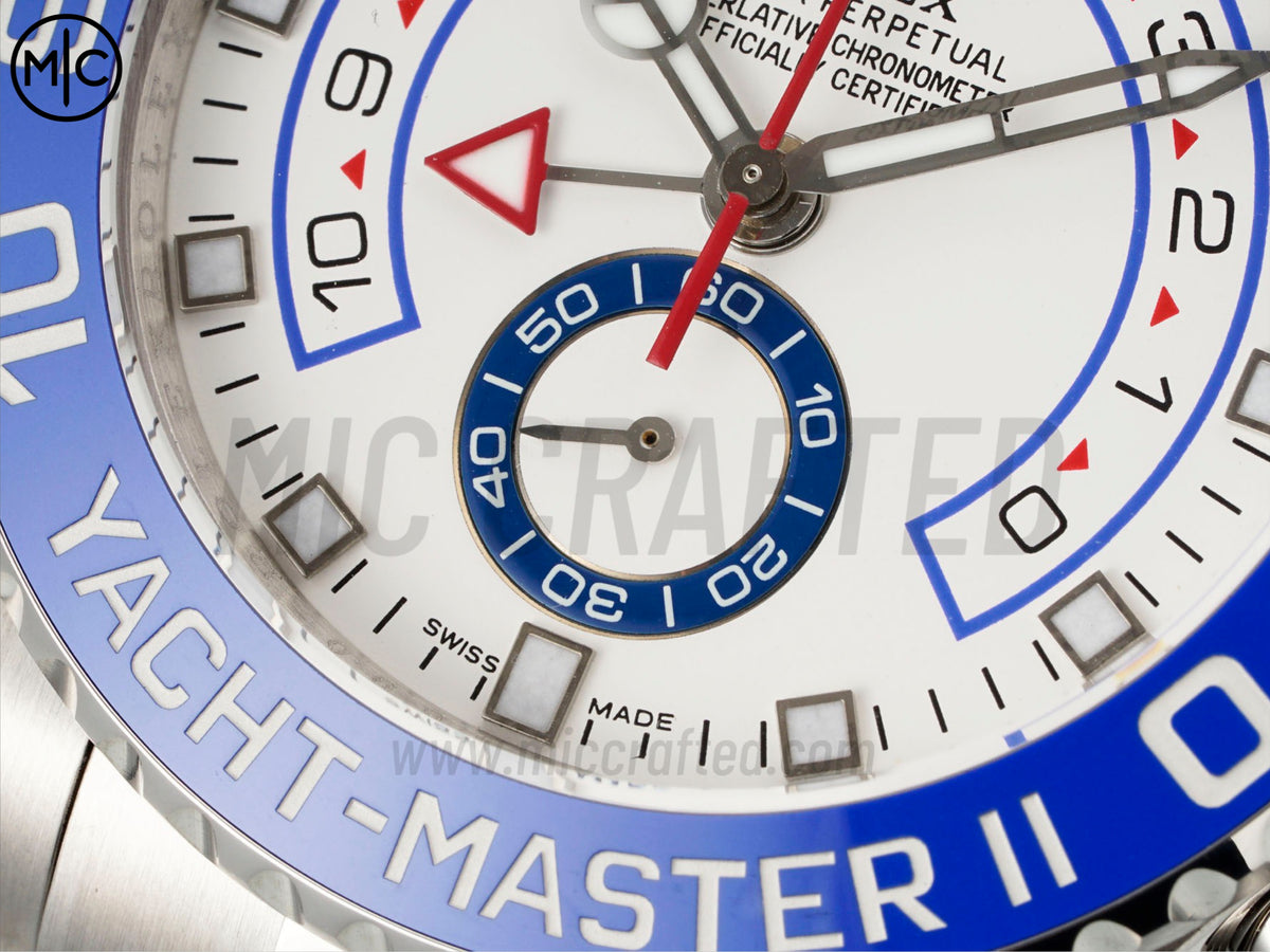 YachtMaster II 44mm 116680 不鏽鋼藍色陶瓷錶圈白色錶盤搭配不鏽鋼錶帶 - 尊貴版
