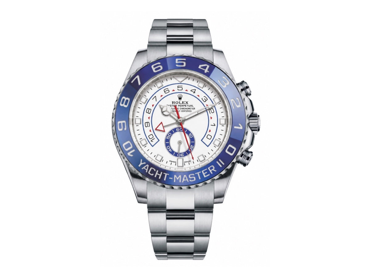 YachtMaster II 44mm 116680 不鏽鋼藍色陶瓷錶圈白色錶盤搭配不鏽鋼錶帶 - 尊貴版
