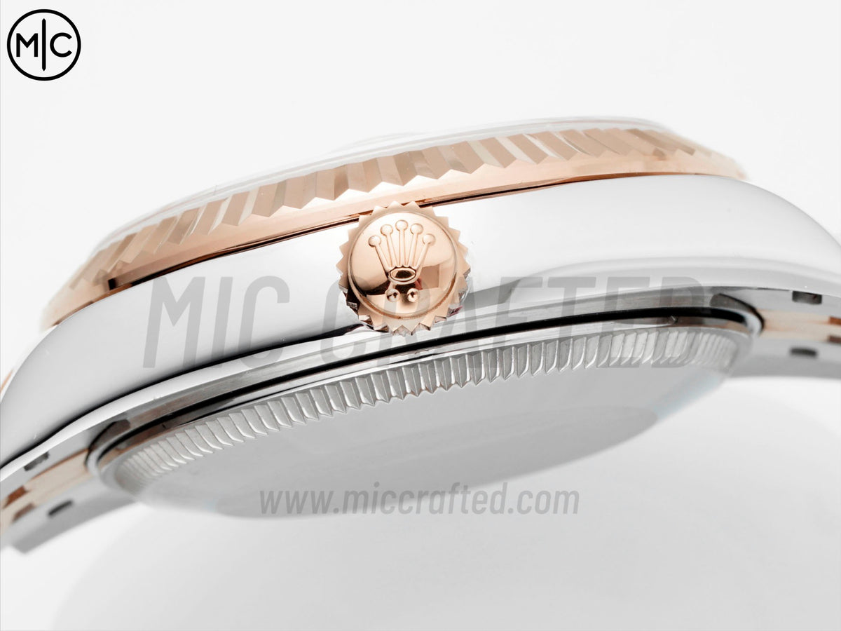 DateJust 31mm 女裝 278271 三角坑紋錶圈 不鏽鋼/玫瑰金棕色鑽石錶盤搭配 Jubilee 錶帶 - 尊貴版