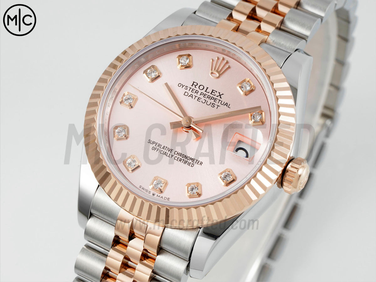 DateJust 31mm Ladies 278271 Fluted Bezel SS/RG Rose Gold Dial on Jubilee Bracelet – Premium Edition