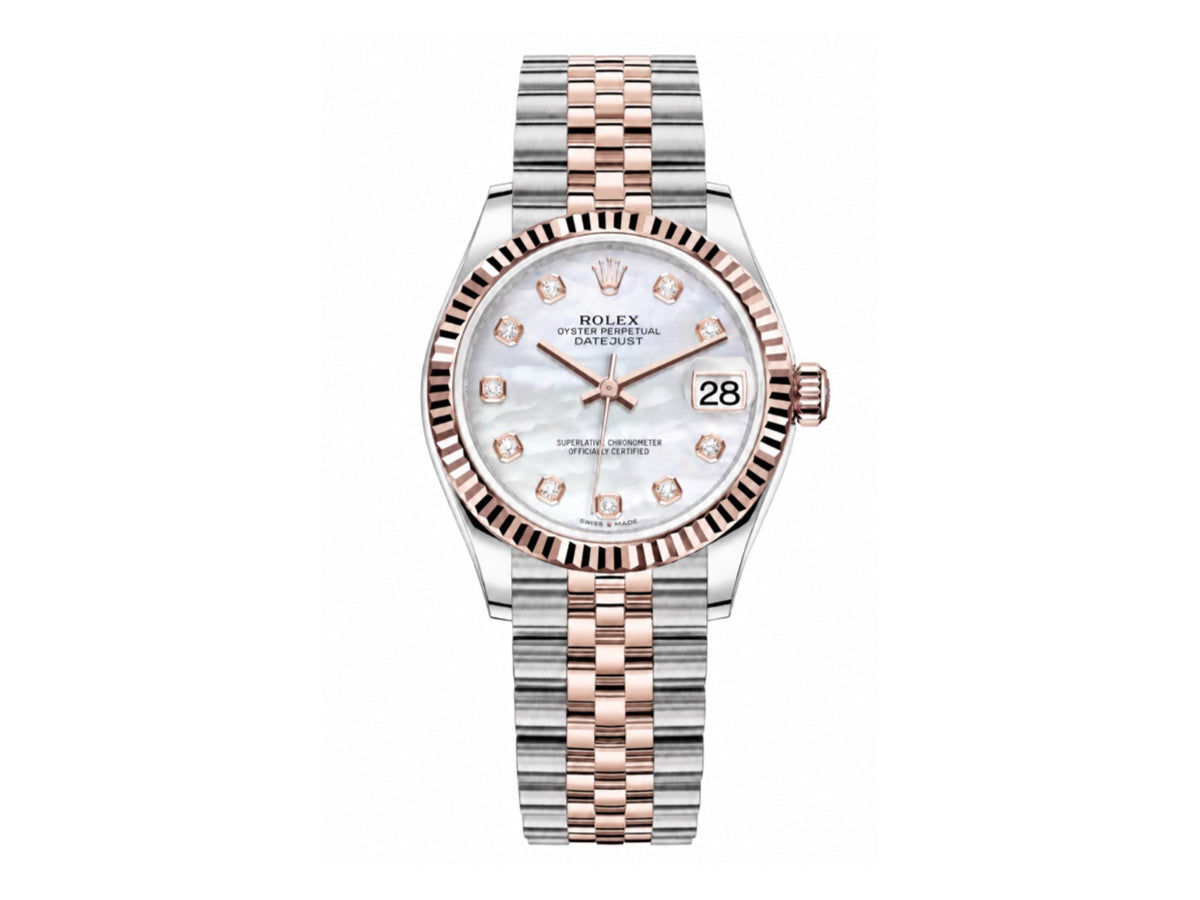 DateJust 31mm 女裝 278271 三角坑紋錶圈 不鏽鋼/玫瑰金珍珠母貝錶盤搭配 Jubilee 錶帶 - 尊貴版