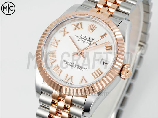 DateJust 31mm Ladies 278271 Fluted Bezel SS/RG White Roman Dial on Jubilee Bracelet – Premium Edition