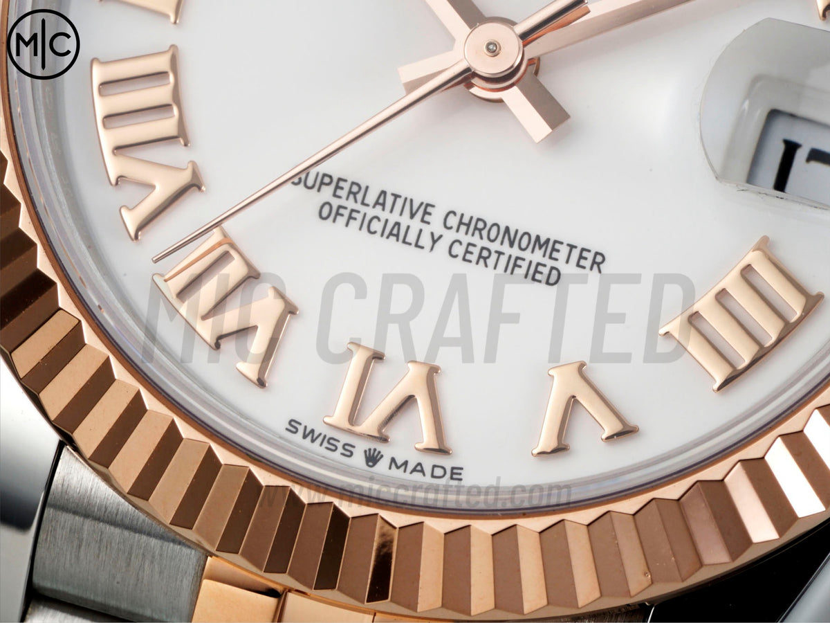 DateJust 31mm Ladies 278271 Fluted Bezel SS/RG White Roman Dial on Jubilee Bracelet – Premium Edition