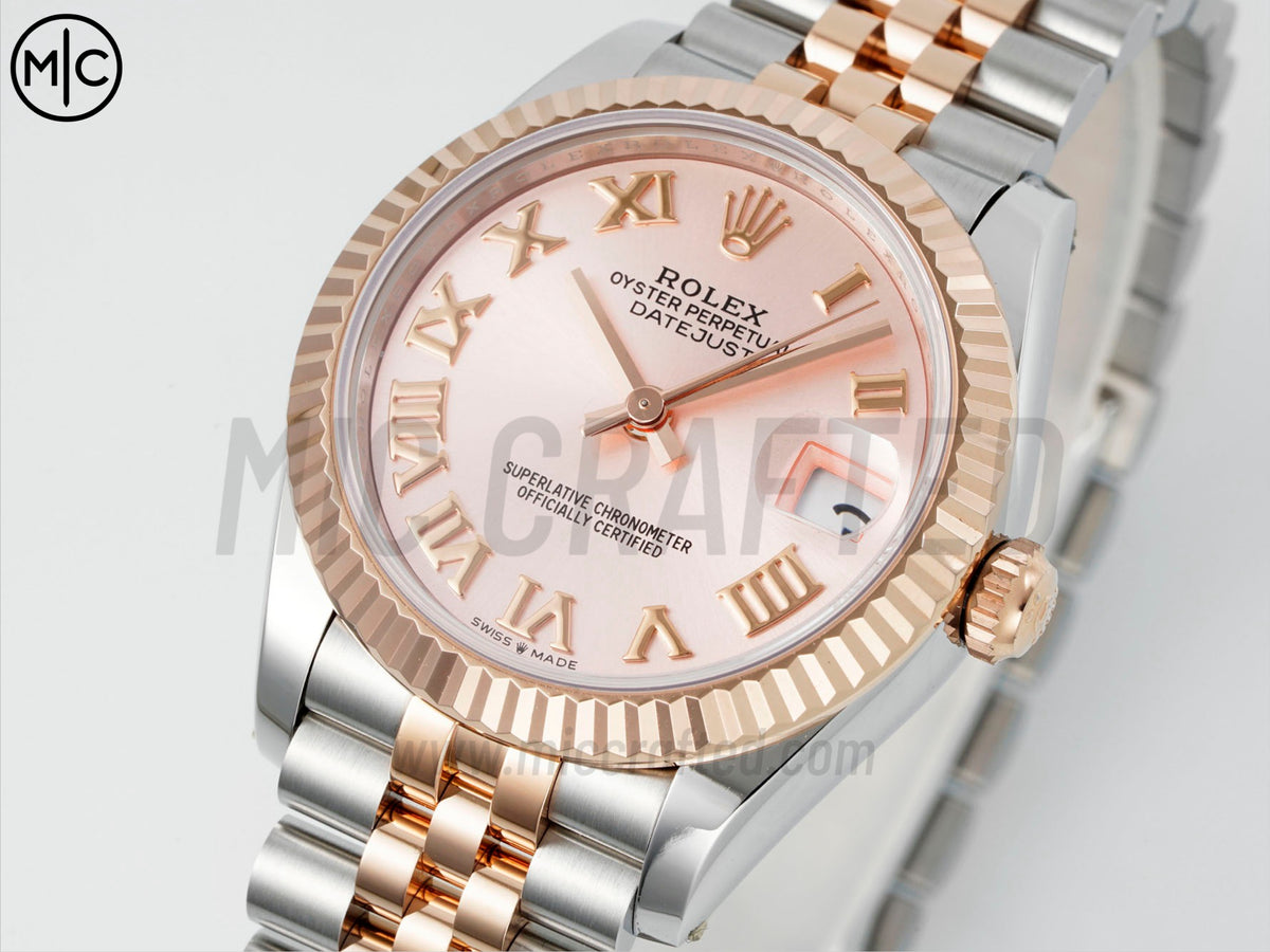 DateJust 31mm Ladies 278271 Fluted Bezel SS/RG Rose Gold Roman Dial on Jubilee Bracelet – Premium Edition