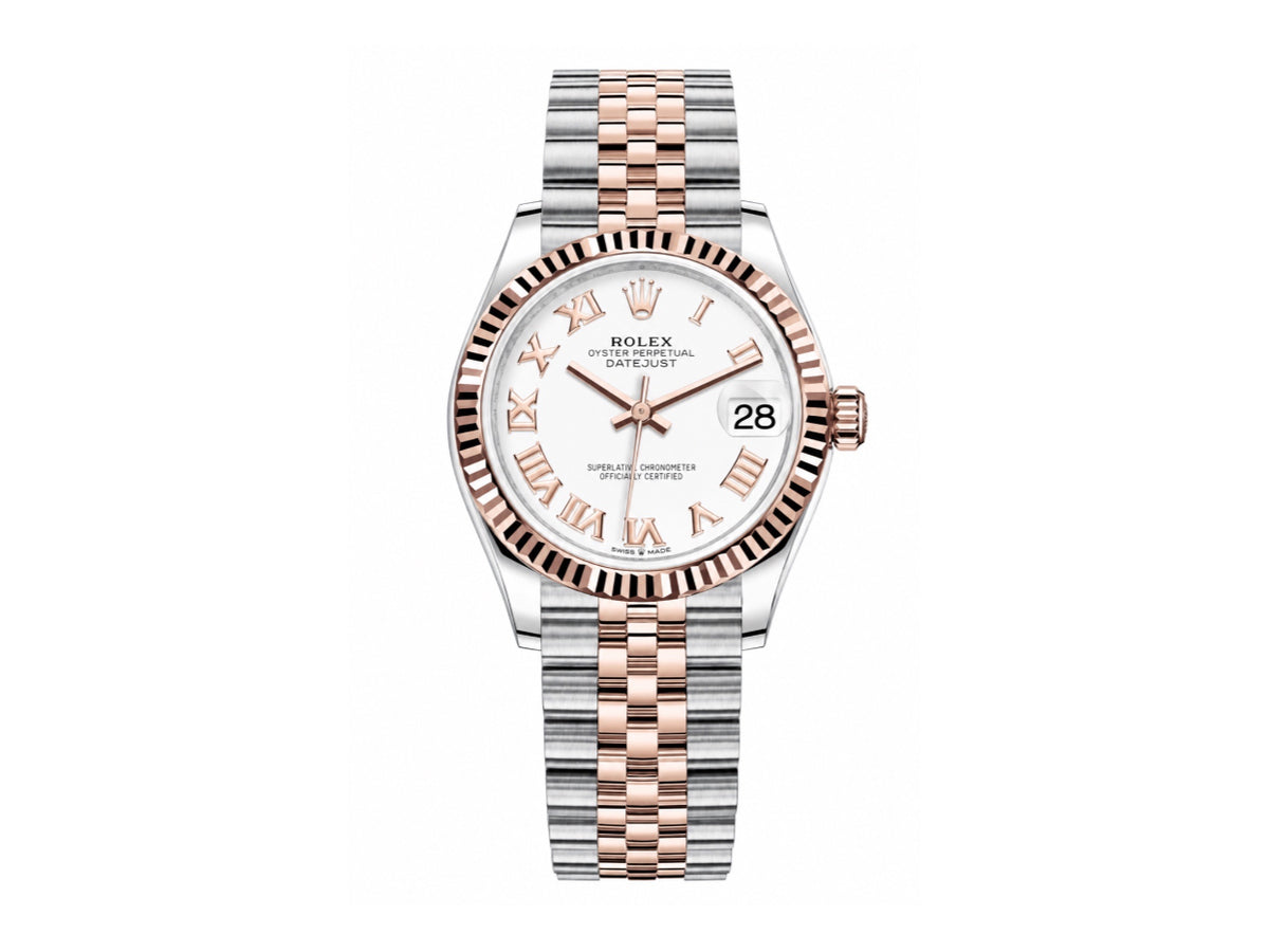 DateJust 31mm Ladies 278271 Fluted Bezel SS/RG White Roman Dial on Jubilee Bracelet – Premium Edition