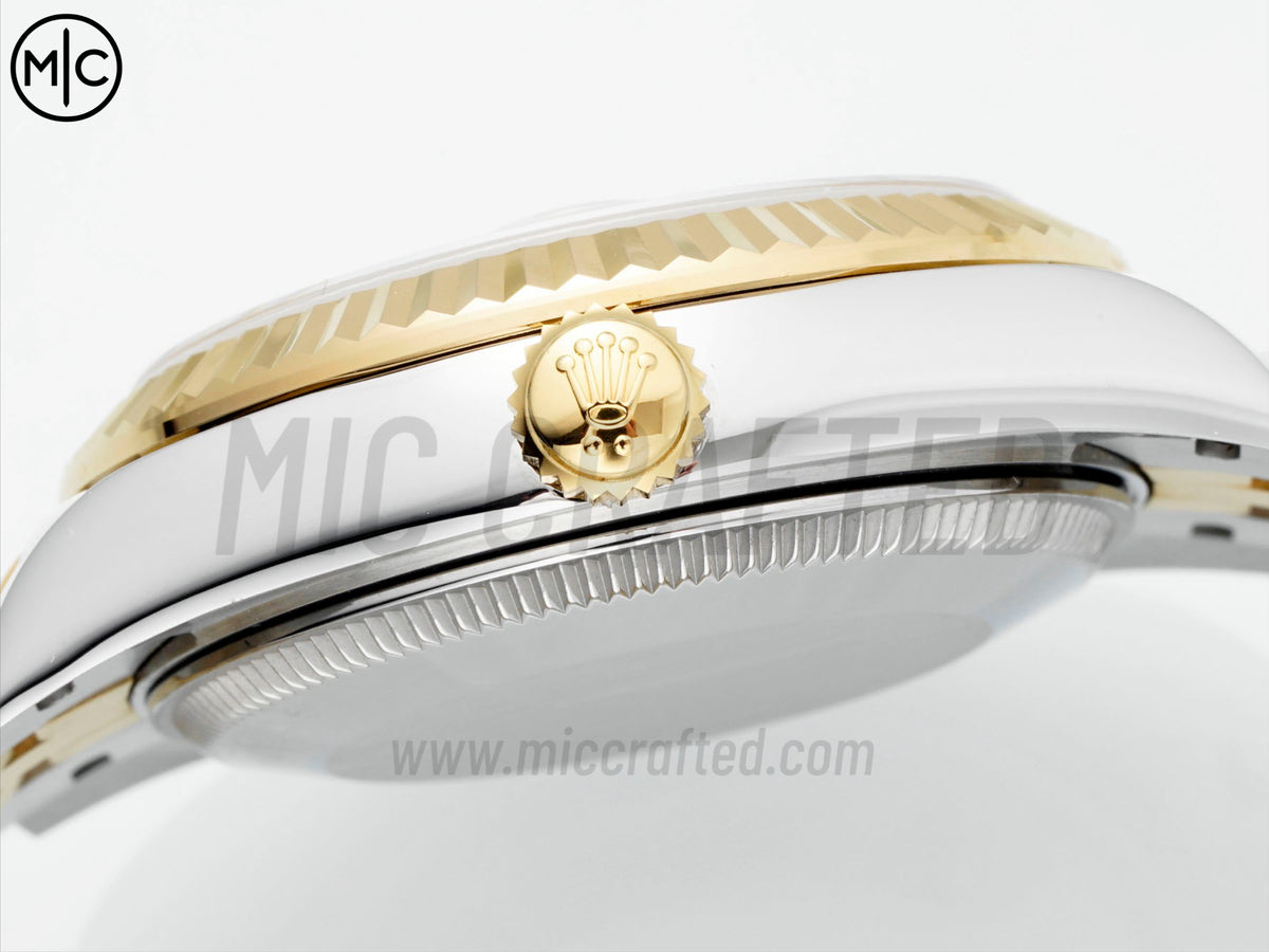 DateJust 31mm 女裝 278273 三角坑紋錶圈 不鏽鋼/黃金灰色錶盤搭配 Jubilee 錶帶 - 尊貴版