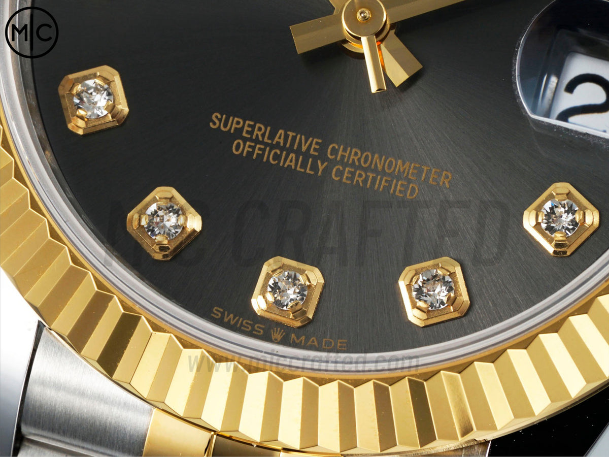 DateJust 31mm 女裝 278273 三角坑紋錶圈 不鏽鋼/黃金灰色錶盤搭配 Jubilee 錶帶 - 尊貴版