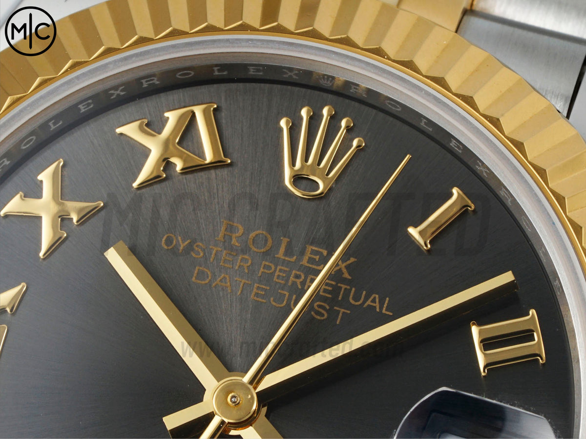 DateJust 31mm 女裝 278273 三角坑紋錶圈 不鏽鋼/黃金灰色羅馬數字錶盤搭配 Jubilee 錶帶 - 尊貴版