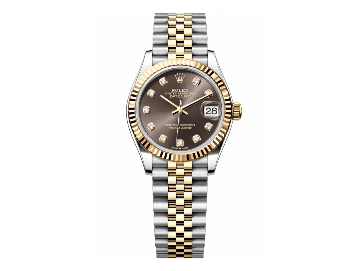DateJust 31mm 女裝 278273 三角坑紋錶圈 不鏽鋼/黃金灰色錶盤搭配 Jubilee 錶帶 - 尊貴版