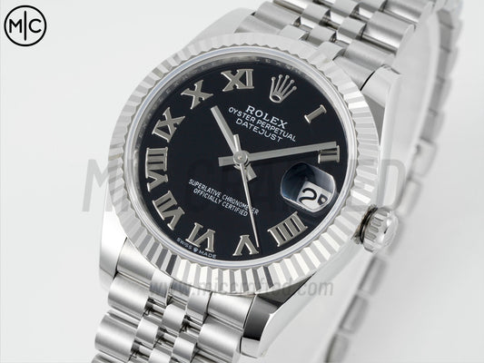 DateJust 31mm Ladies 278274 Fluted Bezel SS Black Roman Dial on Jubilee Bracelet – Premium Edition