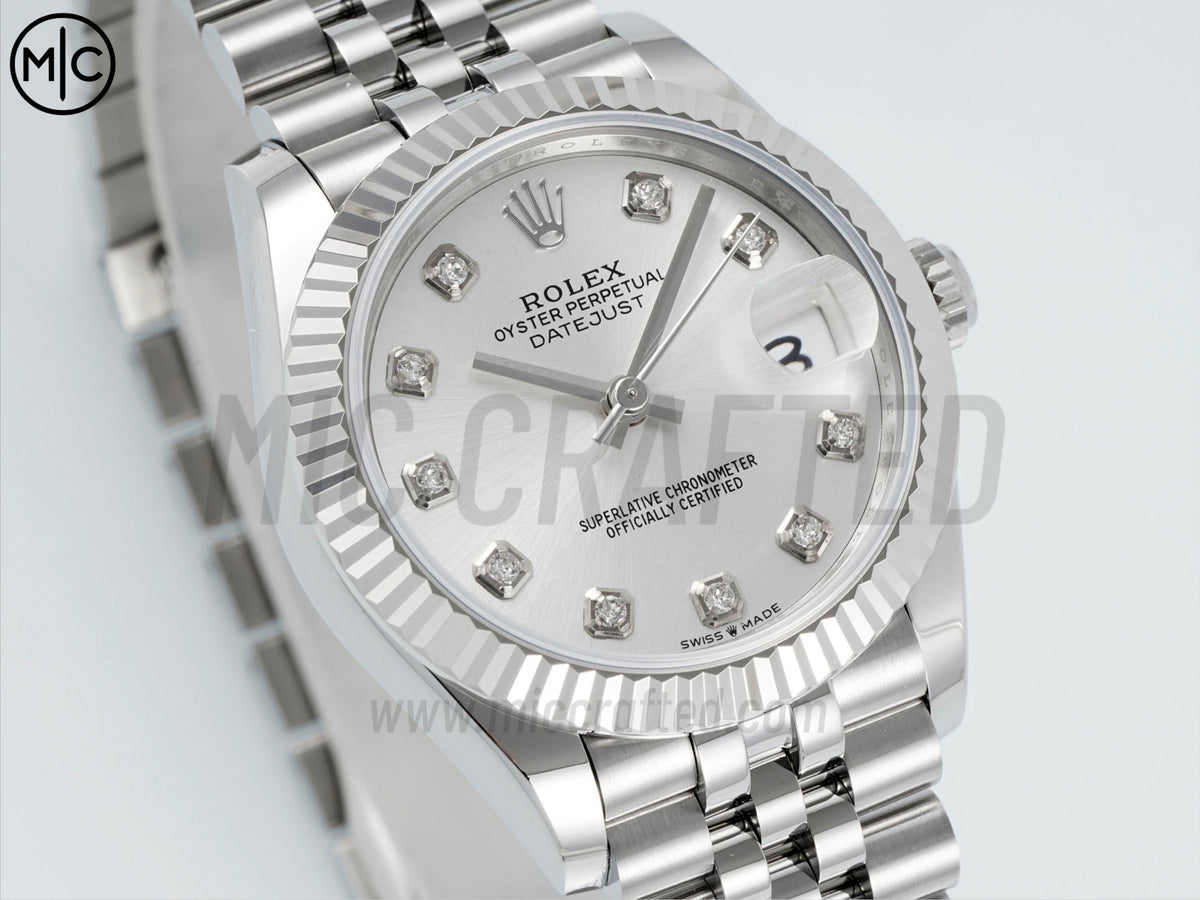 DateJust 31mm Ladies 278274 Fluted Bezel SS Silver Diamonds Dial on Jubilee Bracelet – Premium Edition