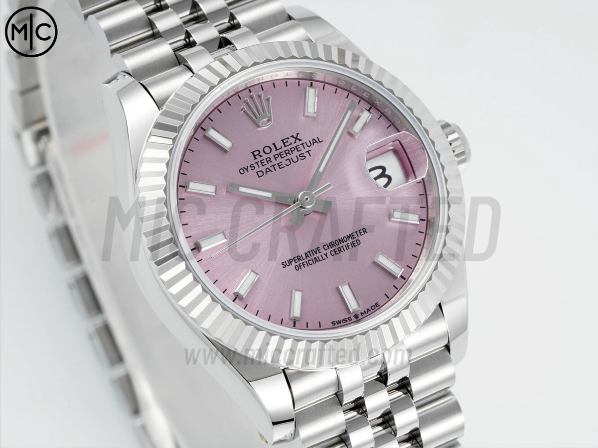 DateJust 31毫米女裝 278274 鋸齒錶圈 SS 粉紅色棒狀刻度錶盤配 Jubilee 錶帶 - 高級版
