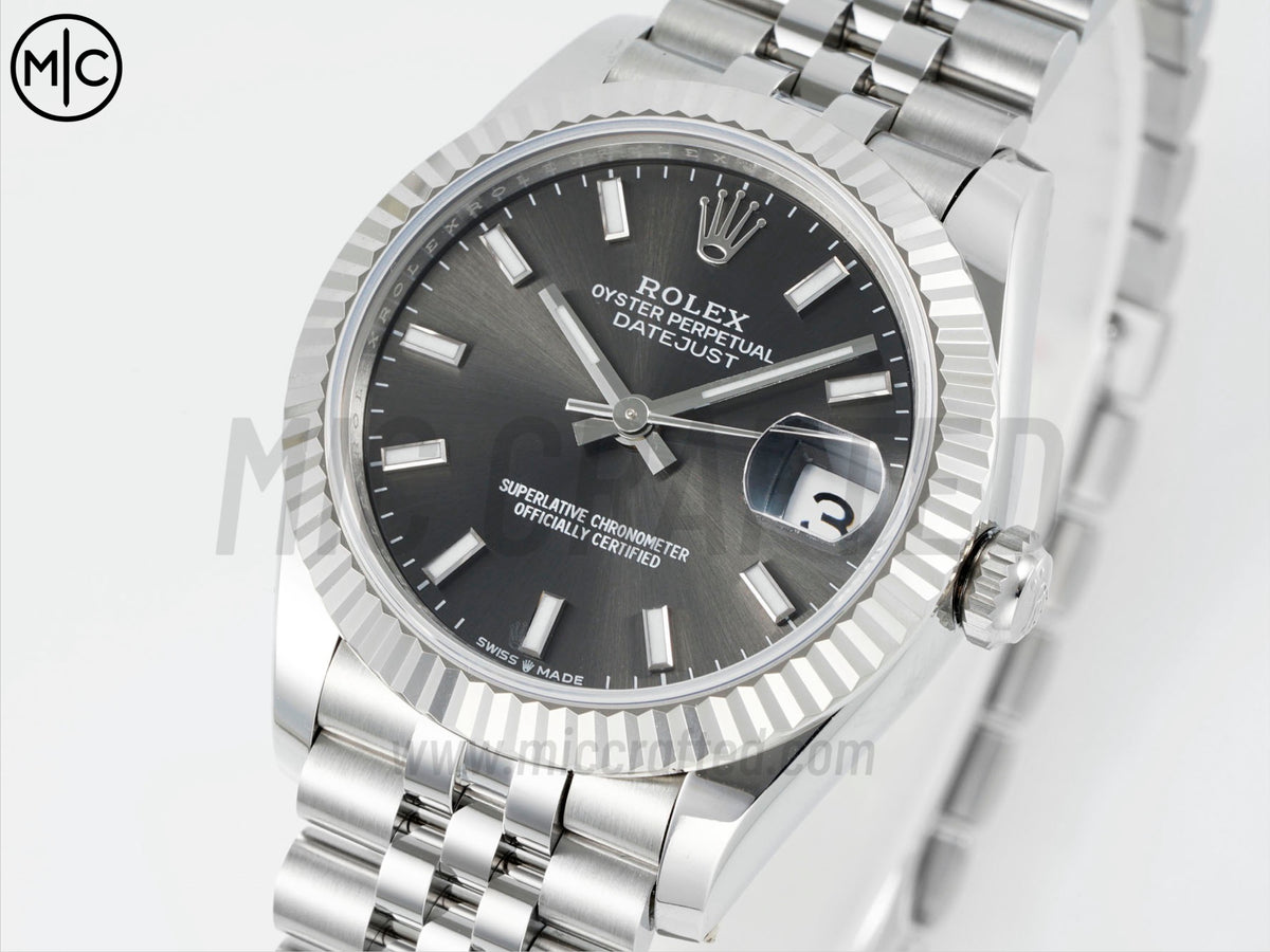 DateJust 31毫米女裝 278274 鋸齒錶圈 SS 灰色棒狀刻度錶盤配 Jubilee 錶帶 - 高級版