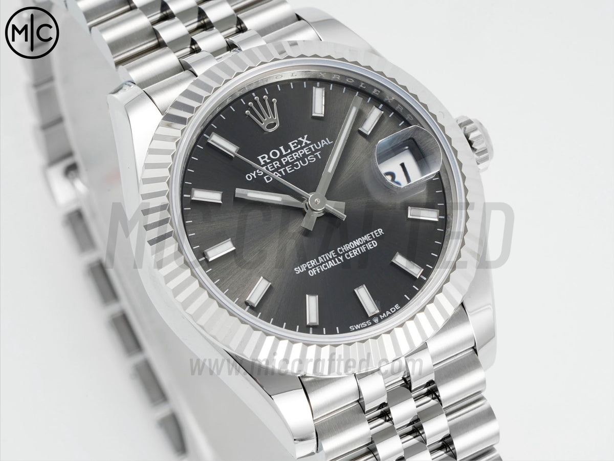 DateJust 31毫米女裝 278274 鋸齒錶圈 SS 灰色棒狀刻度錶盤配 Jubilee 錶帶 - 高級版