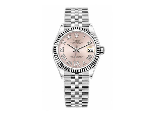 DateJust 31mm Ladies 278274 Fluted Bezel SS Pink Roman Dial on Jubilee Bracelet – Premium Edition