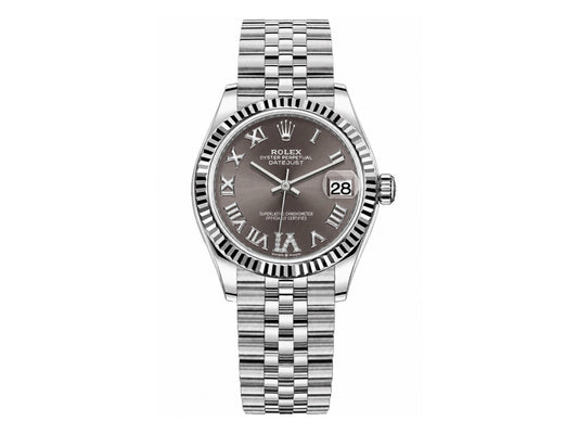 DateJust 31mm Ladies 278274 Fluted Bezel SS Gray Roman Dial on Jubilee Bracelet – Premium Edition