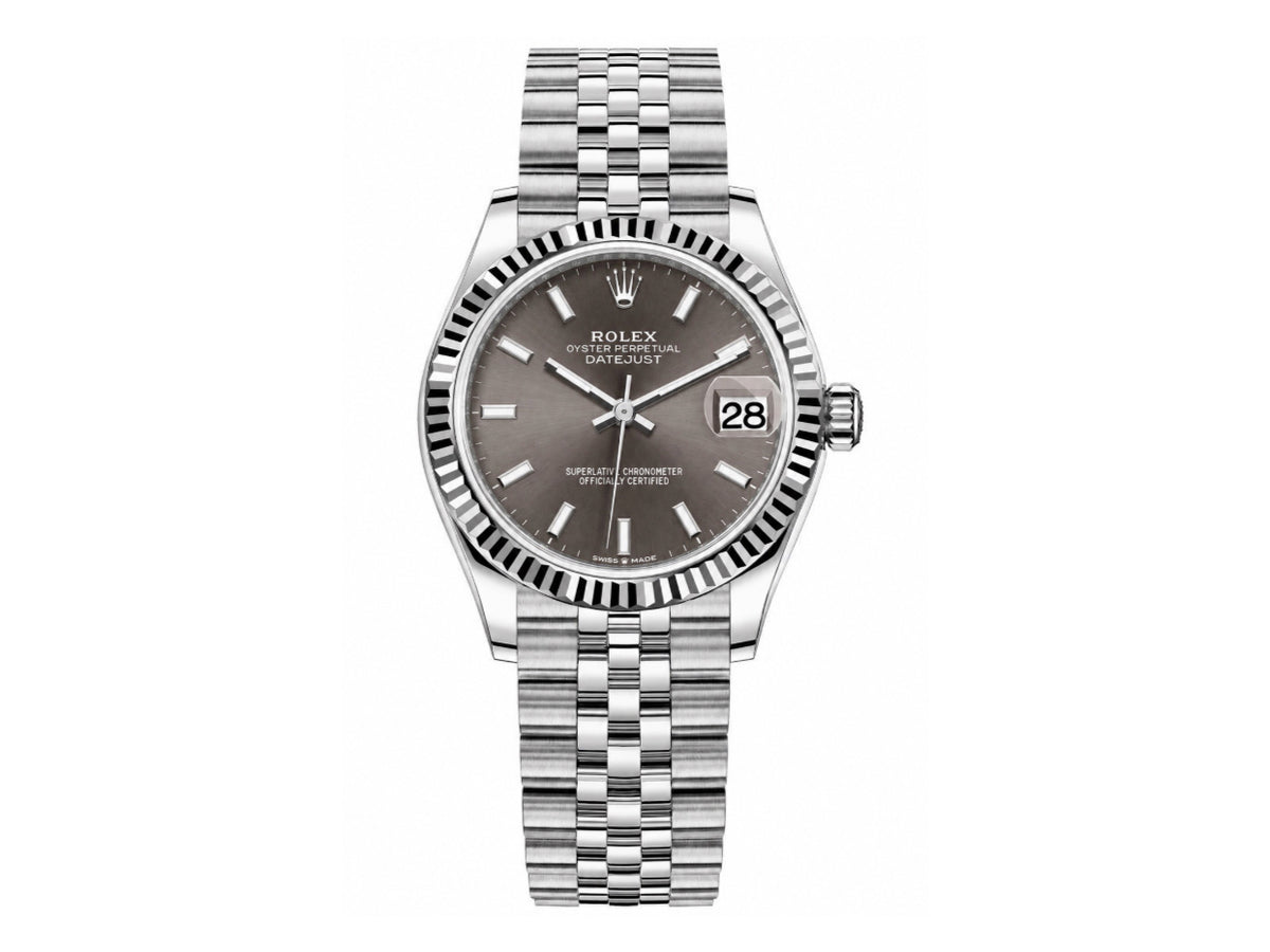 DateJust 31毫米女裝 278274 鋸齒錶圈 SS 灰色棒狀刻度錶盤配 Jubilee 錶帶 - 高級版