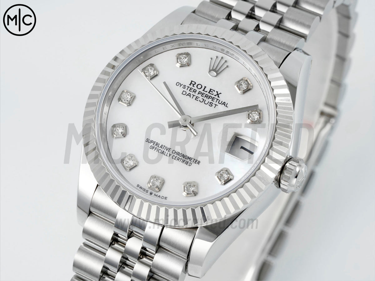 DateJust 31毫米女裝 278274 鋸齒錶圈 SS MOP 鑽石錶盤配 Jubilee 錶帶 - 高級版