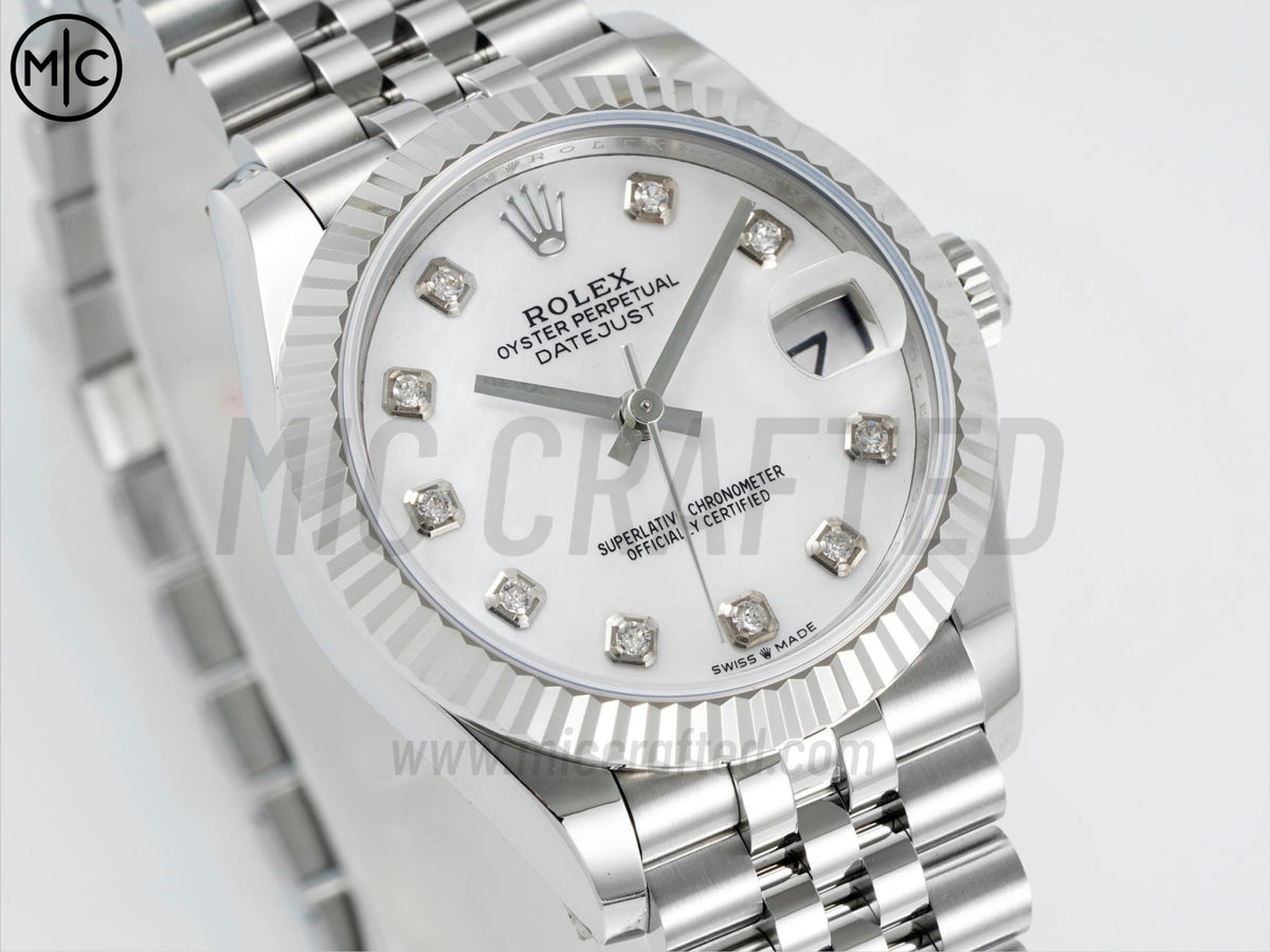 DateJust 31毫米女裝 278274 鋸齒錶圈 SS MOP 鑽石錶盤配 Jubilee 錶帶 - 高級版
