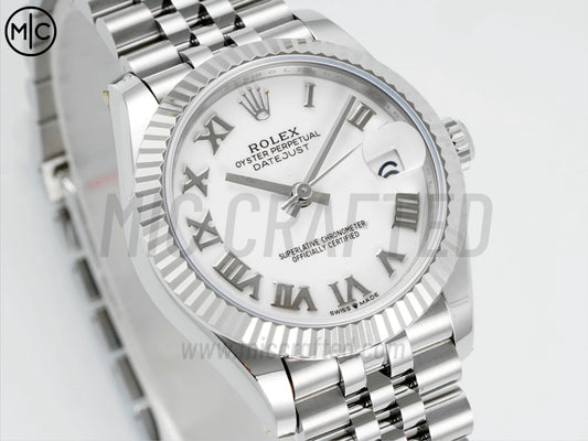 DateJust 31mm Ladies 278274 Fluted Bezel SS White Roman Dial on Jubilee Bracelet – Premium Edition