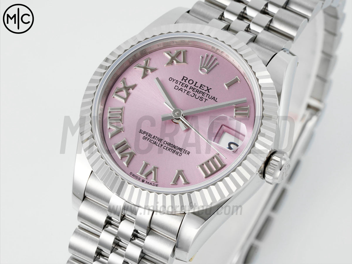 DateJust 31mm Ladies 278274 Fluted Bezel SS Pink Roman Dial on Jubilee Bracelet – Premium Edition
