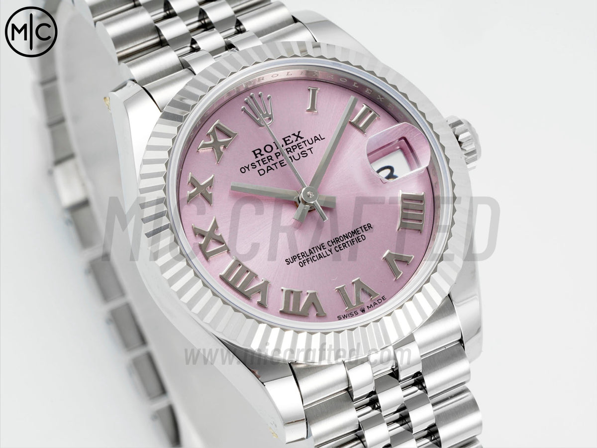 DateJust 31mm Ladies 278274 Fluted Bezel SS Pink Roman Dial on Jubilee Bracelet – Premium Edition