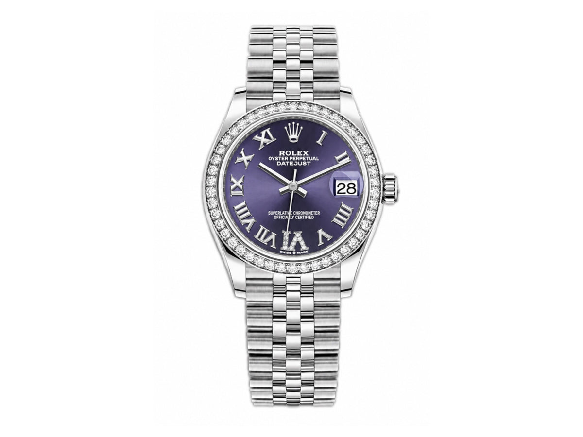 DateJust 31mm 女款 278384 不鏽鋼紫色羅馬數字錶盤配 Jubilee 錶帶 - 高級版