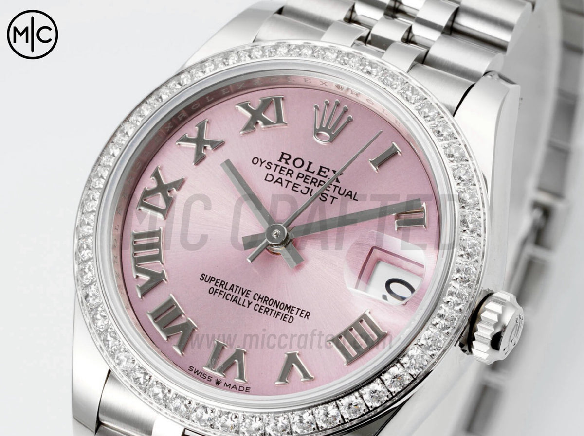 DateJust 31mm 女款 278384 不鏽鋼粉紅色羅馬數字錶盤配 Jubilee 錶帶 - 高級版