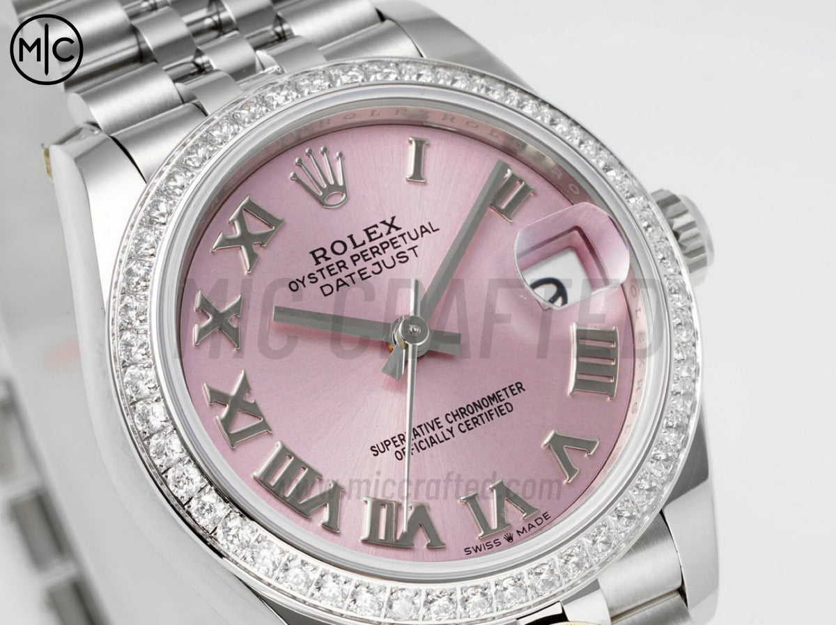 DateJust 31mm 女款 278384 不鏽鋼粉紅色羅馬數字錶盤配 Jubilee 錶帶 - 高級版
