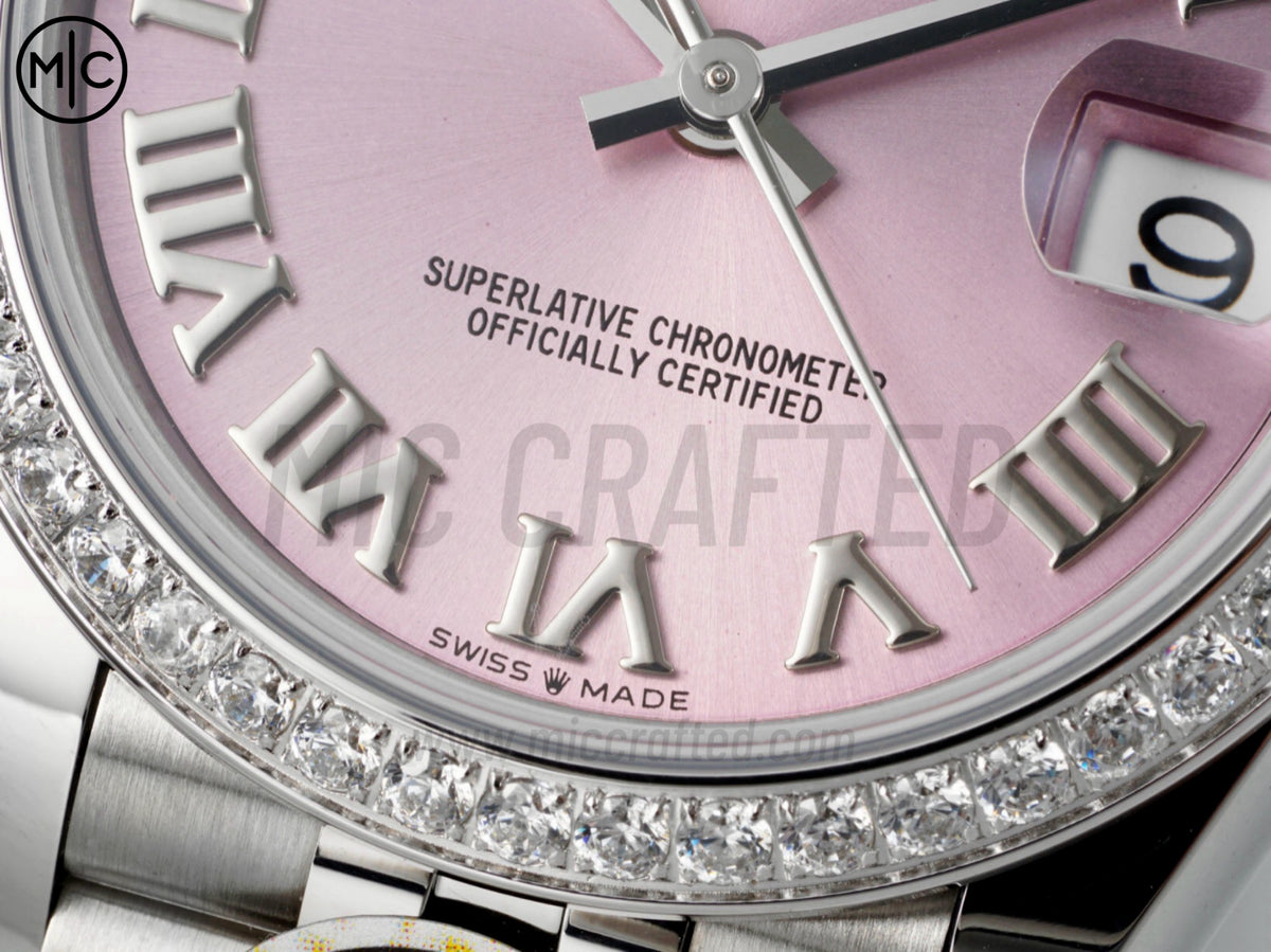 DateJust 31mm 女款 278384 不鏽鋼粉紅色羅馬數字錶盤配 Jubilee 錶帶 - 高級版