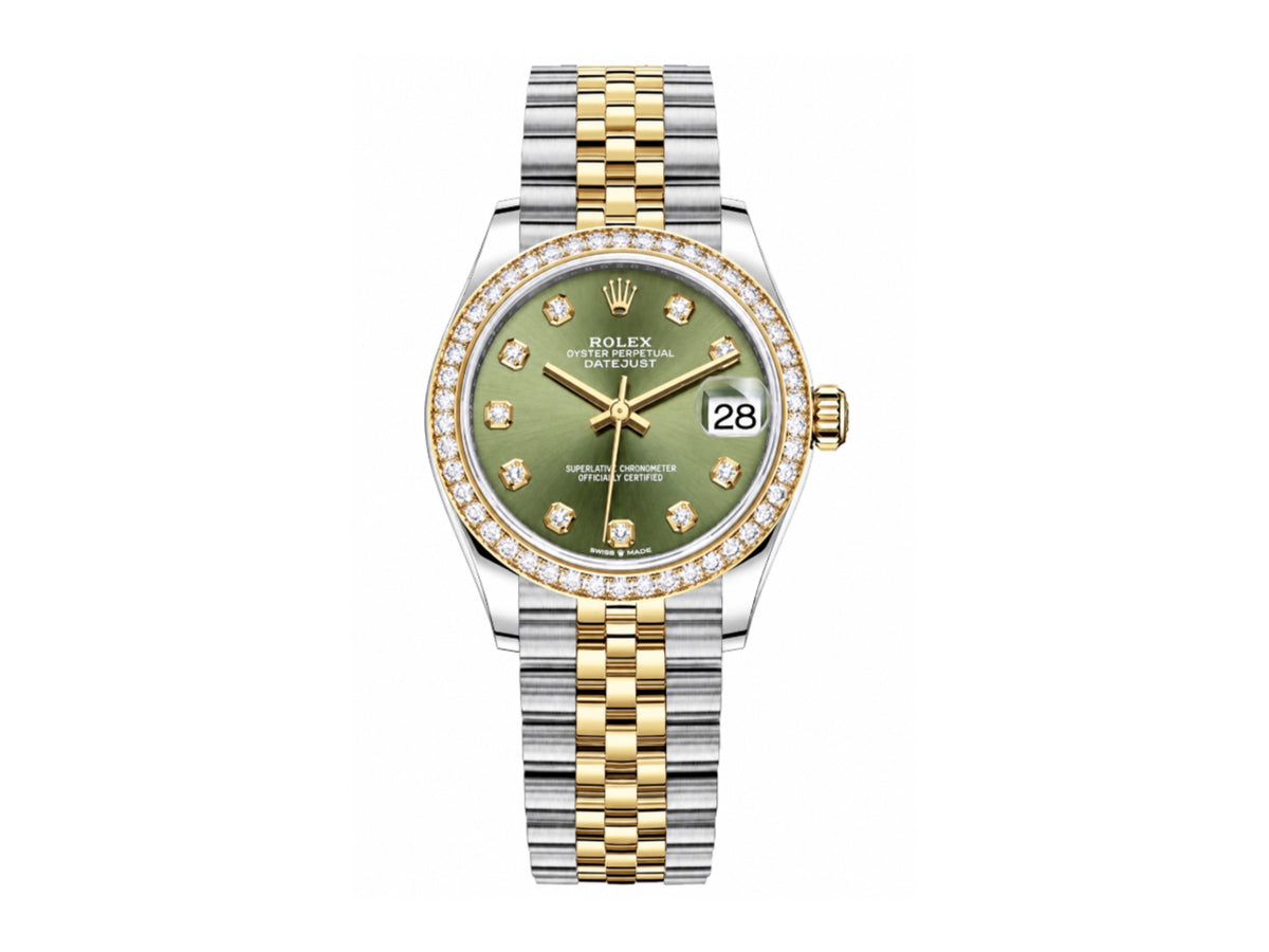 DateJust 31mm 女款 278383 不鏽鋼／黃金綠色錶盤配 Jubilee 錶帶 - 高級版