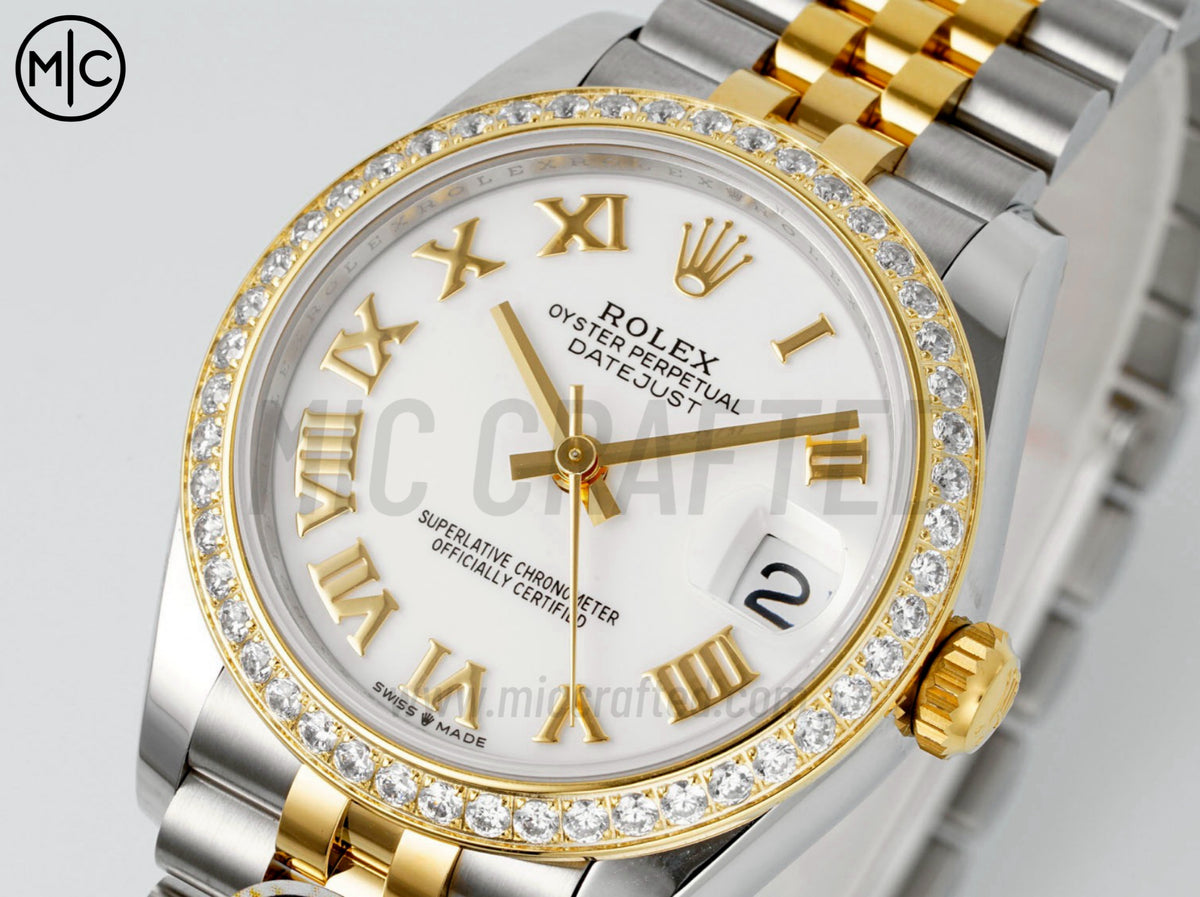 DateJust 31mm 女款 278383 不鏽鋼／黃金白色羅馬數字錶盤配 Jubilee 錶帶 - 高級版