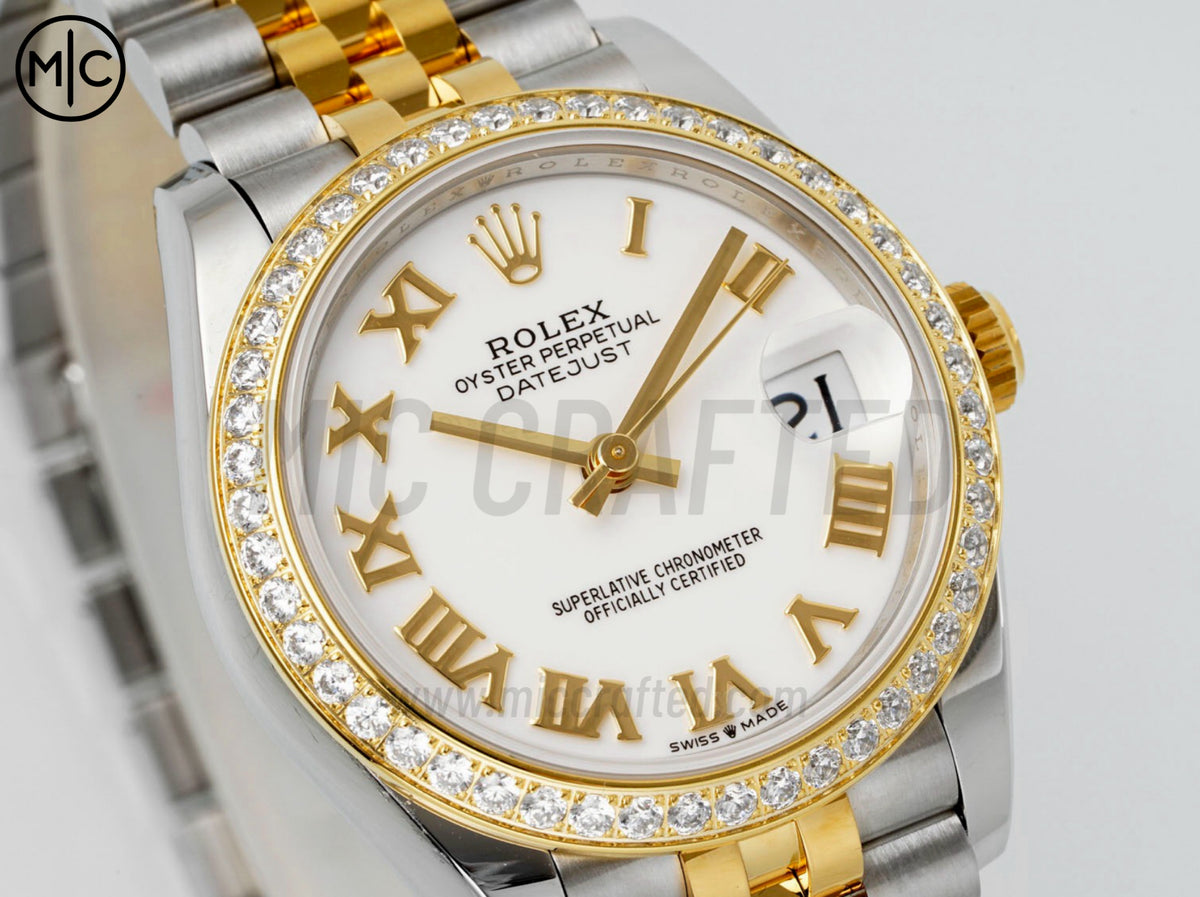 DateJust 31mm 女款 278383 不鏽鋼／黃金白色羅馬數字錶盤配 Jubilee 錶帶 - 高級版