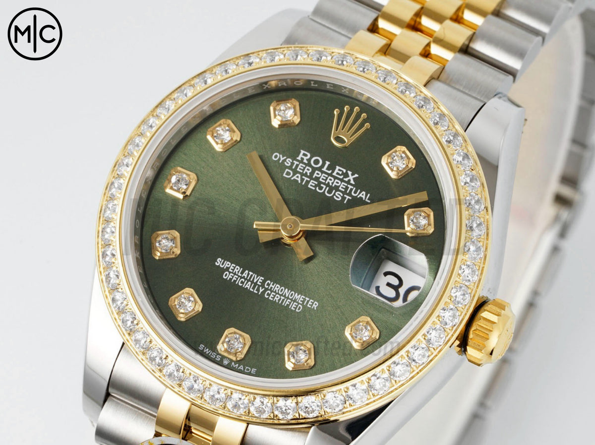 DateJust 31mm 女款 278383 不鏽鋼／黃金綠色錶盤配 Jubilee 錶帶 - 高級版