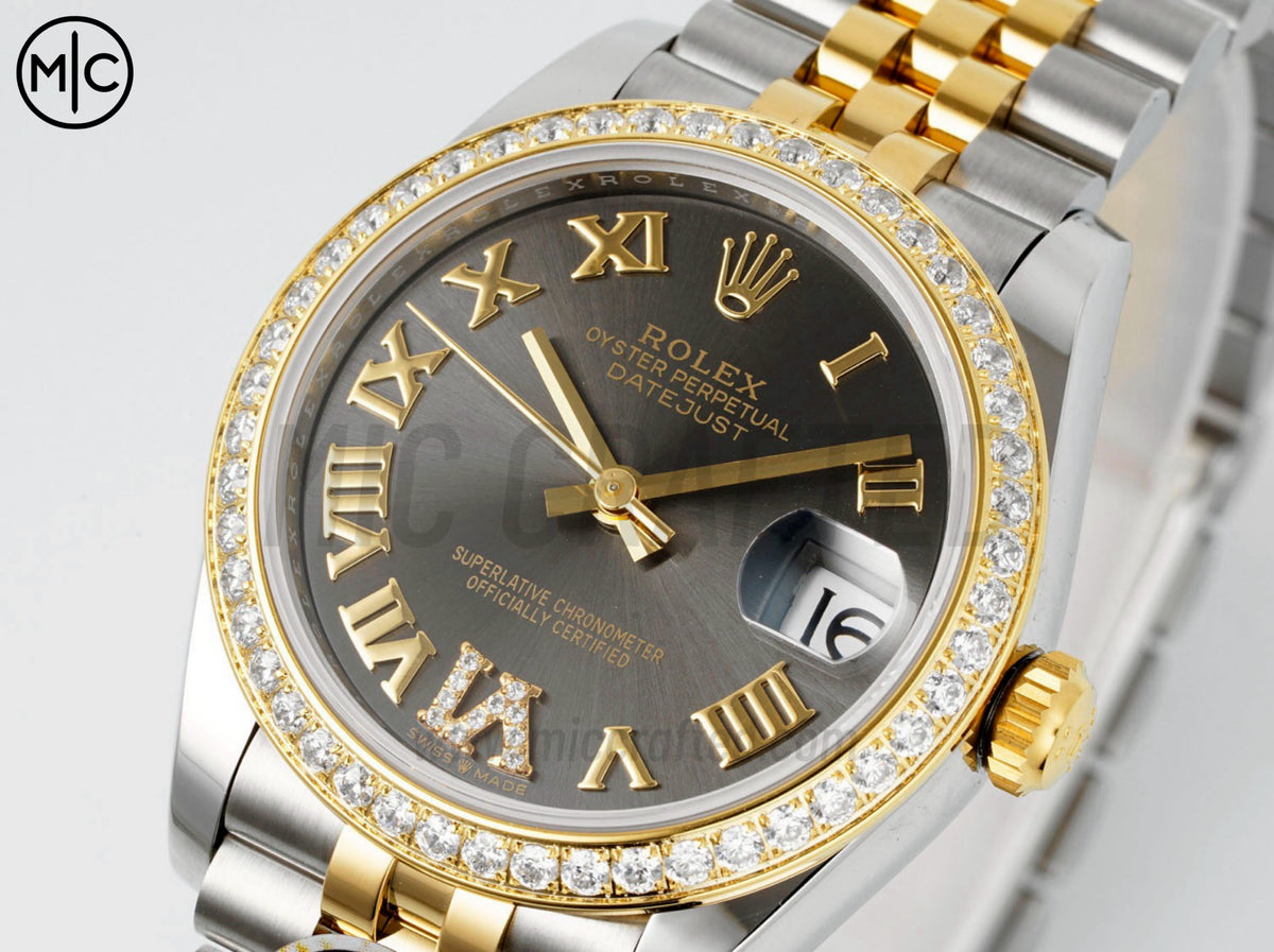 DateJust 31mm 女款 278383 不鏽鋼／黃金灰色羅馬數字錶盤配 Jubilee 錶帶 - 高級版