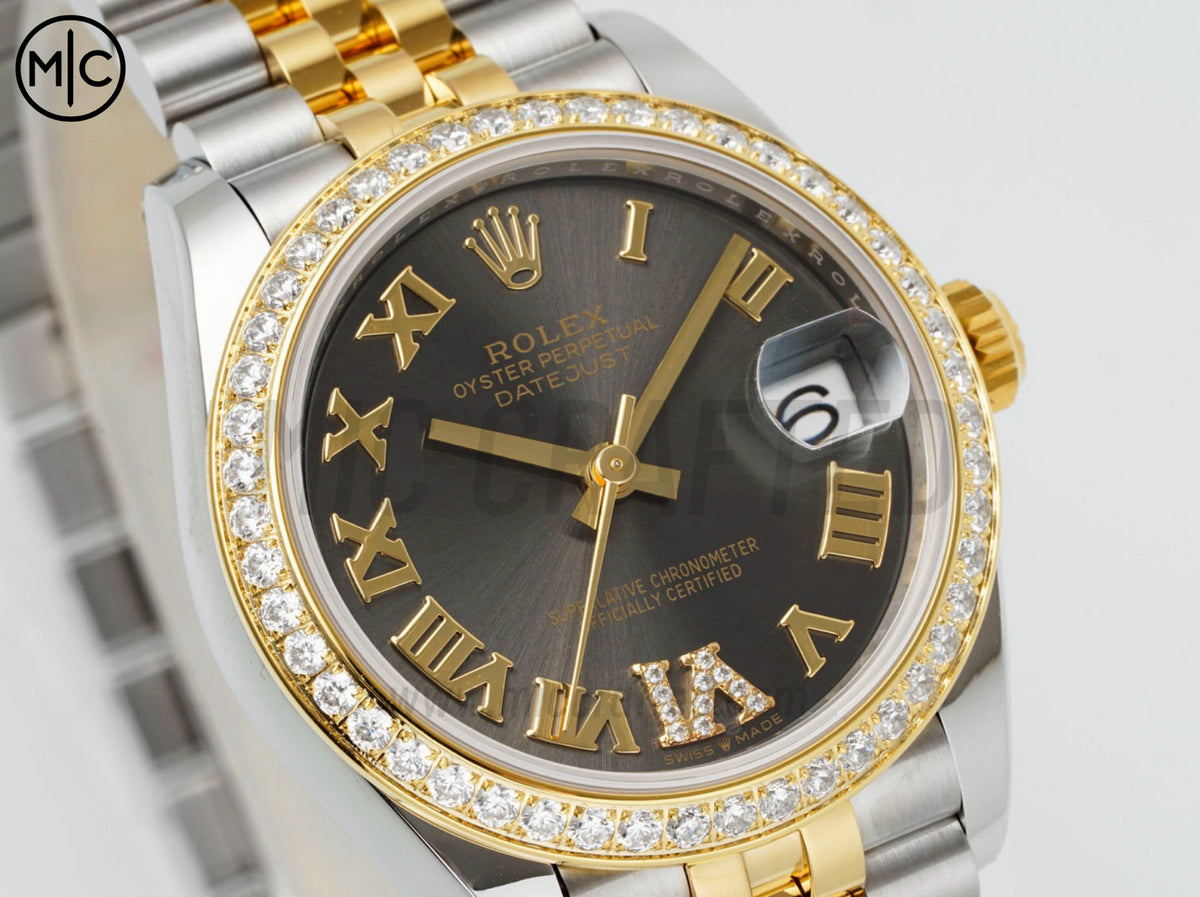 DateJust 31mm 女款 278383 不鏽鋼／黃金灰色羅馬數字錶盤配 Jubilee 錶帶 - 高級版